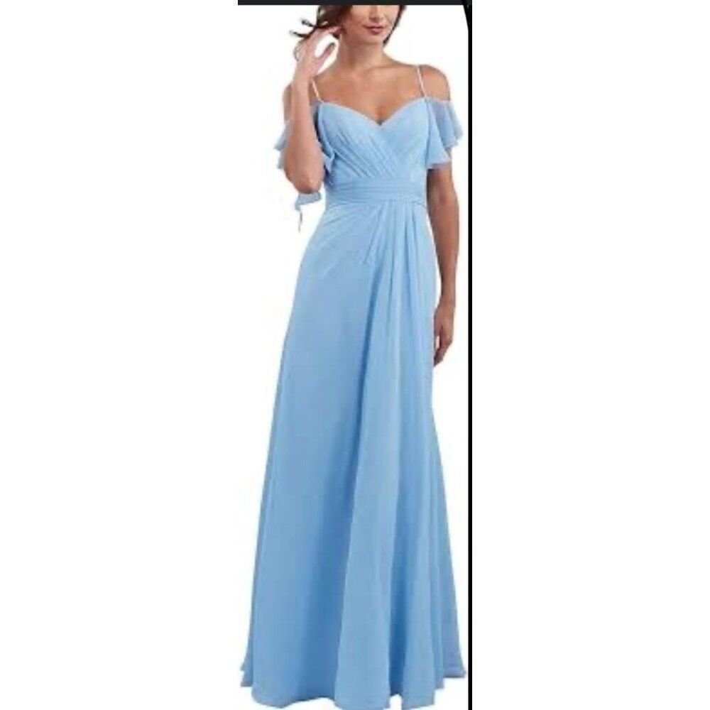 Watters & Watters Camille Women Light Blue Flyaway Sleeve Prom Bridal Gown Size